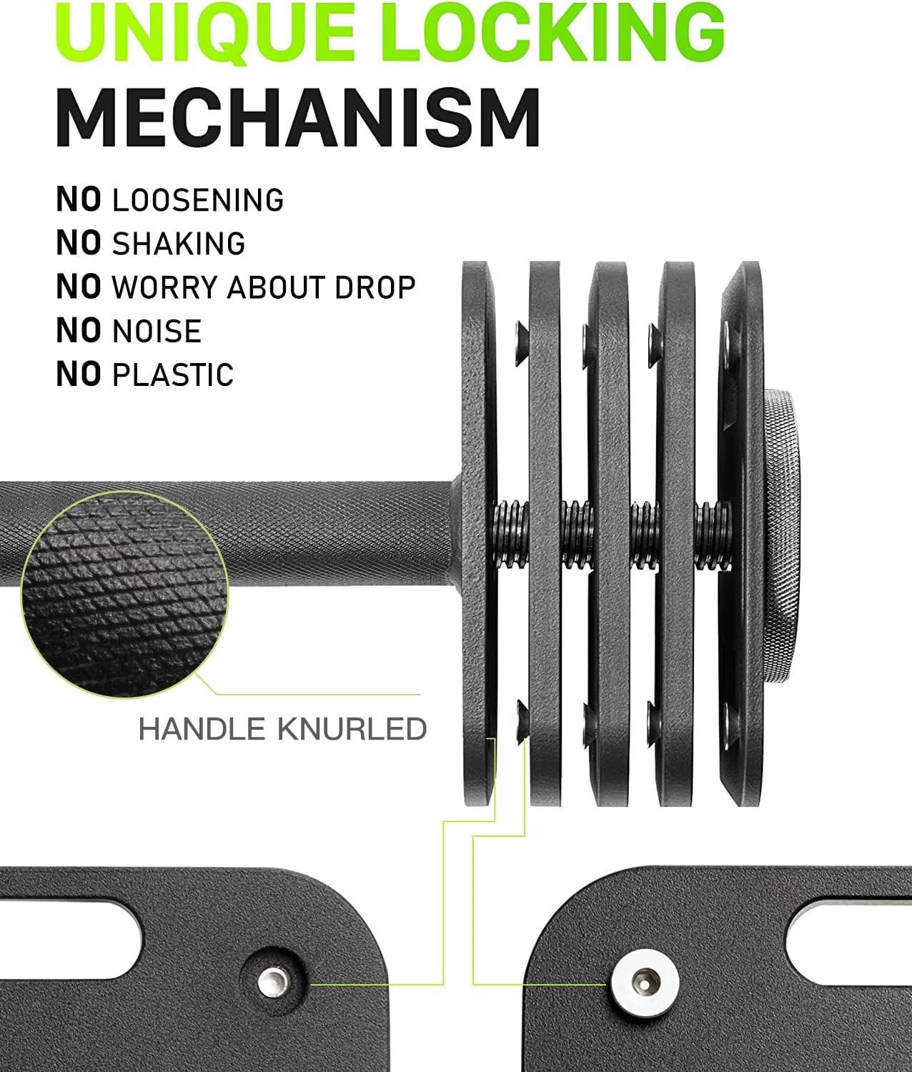 Adjustable Dumbbell Set, 10-50/80lb, 5lb Increments, Quick-Lock | Square Weight Dumbbells for Home Gym Fitness