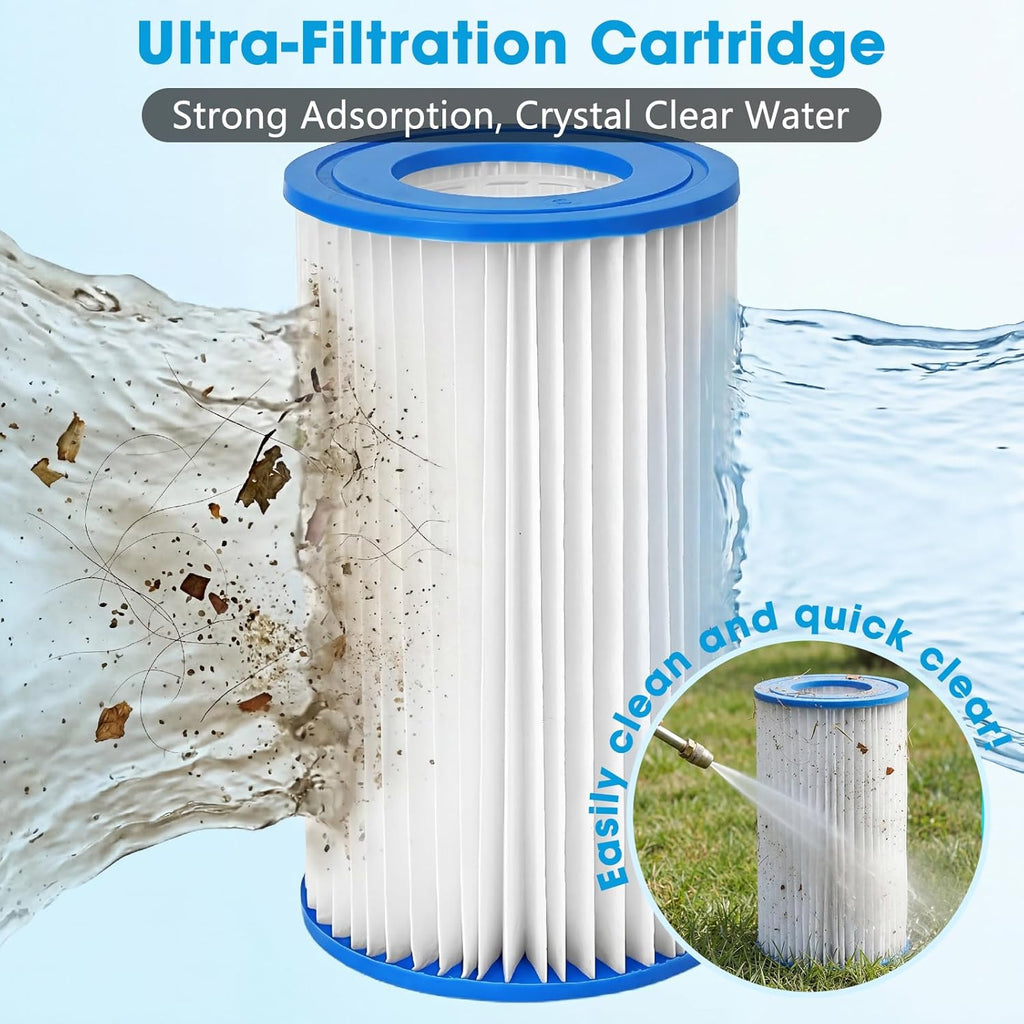 Pool Pump and Filter Above Ground, 1000 Gallon Swimming Filter Cartridge Pumps, Electric Filters Pump for Pools Sand