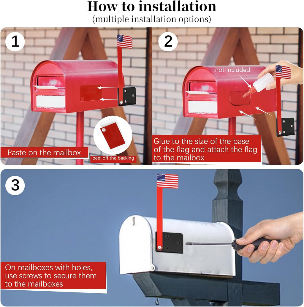 Mailbox Flag Replacement Kit, Red, Universal Fit for Standard Mailboxes, Weather Resistant, Metal Construction