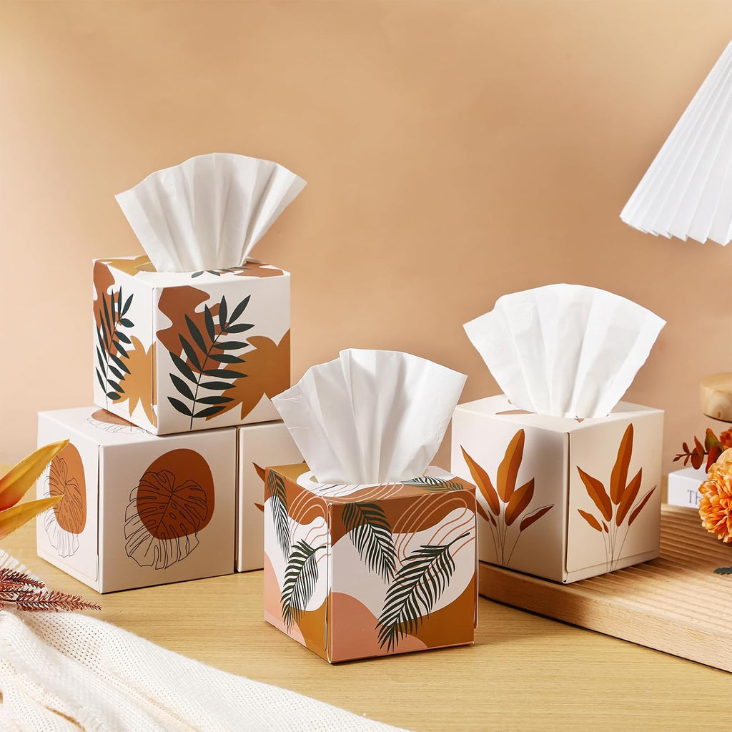 12 Pack Boho Square Facial Tissue Cube Boxes 3 Ply