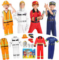 Kids Pretend Role Play Costumes, Dress Up Clothes for Toddlers | 4 Sets Astronaut, Policeman, Firefighter, Engineer