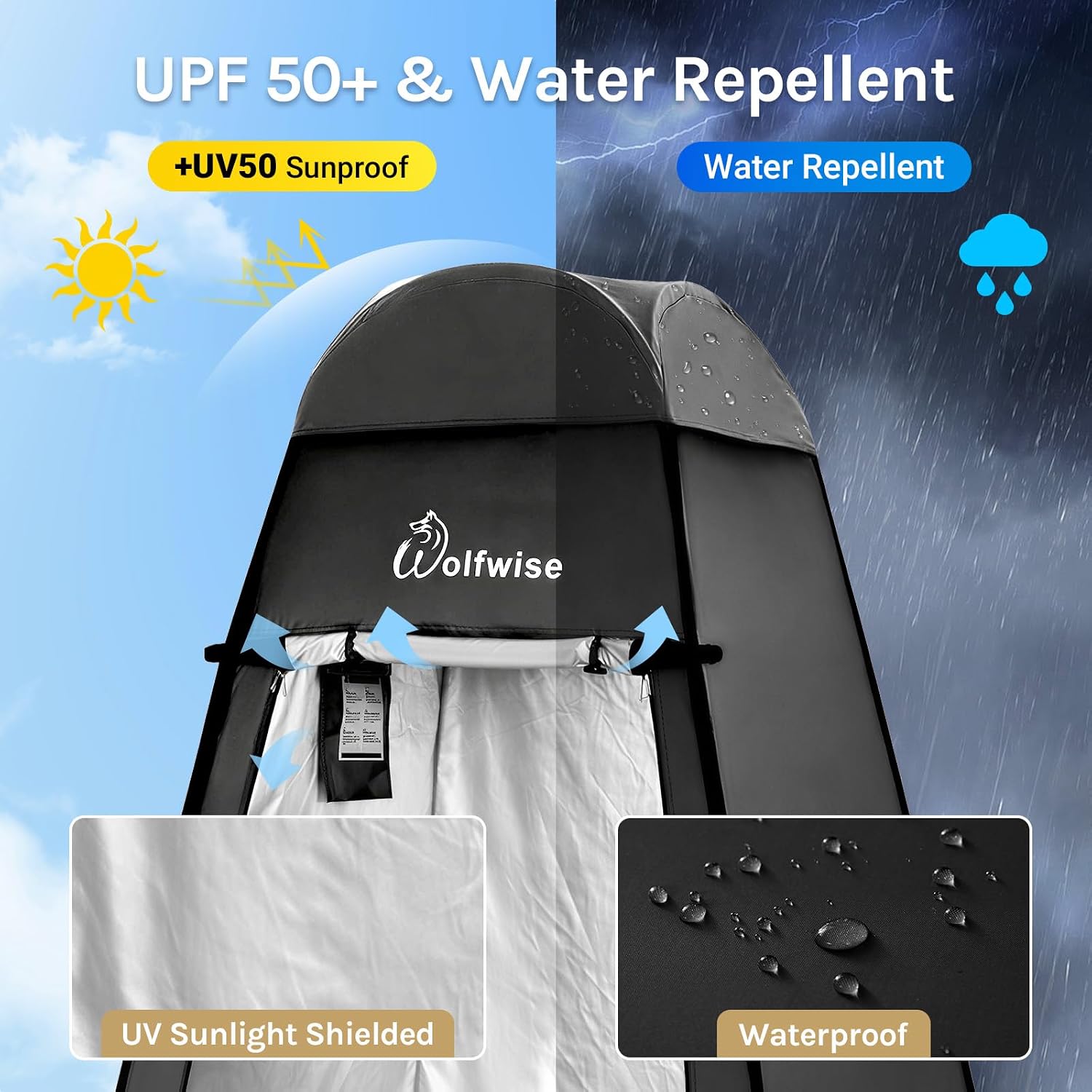 PRO Pop Up Shower Tent with Silver Coated, Floor and Rain Fly | Portable Changing Tent with Window & Carry Bag for