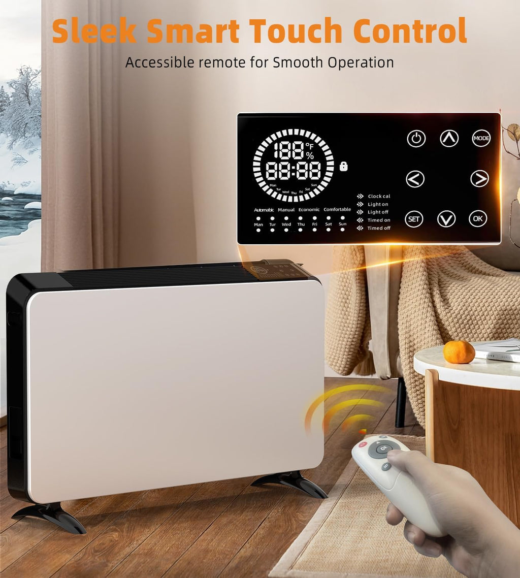 Convection Space Heaters for Indoor Use Large Room, 1500W Infrared Room Heater with Remote, 24Hrs Timer, Electric