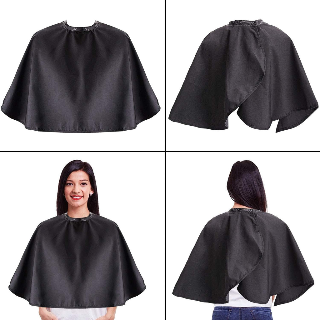 Black Makeup Cape Shorty Styling Cape Hairdressing Shampoo Cape | Water & Chemical Resistant,Shortie Makeover Bib for