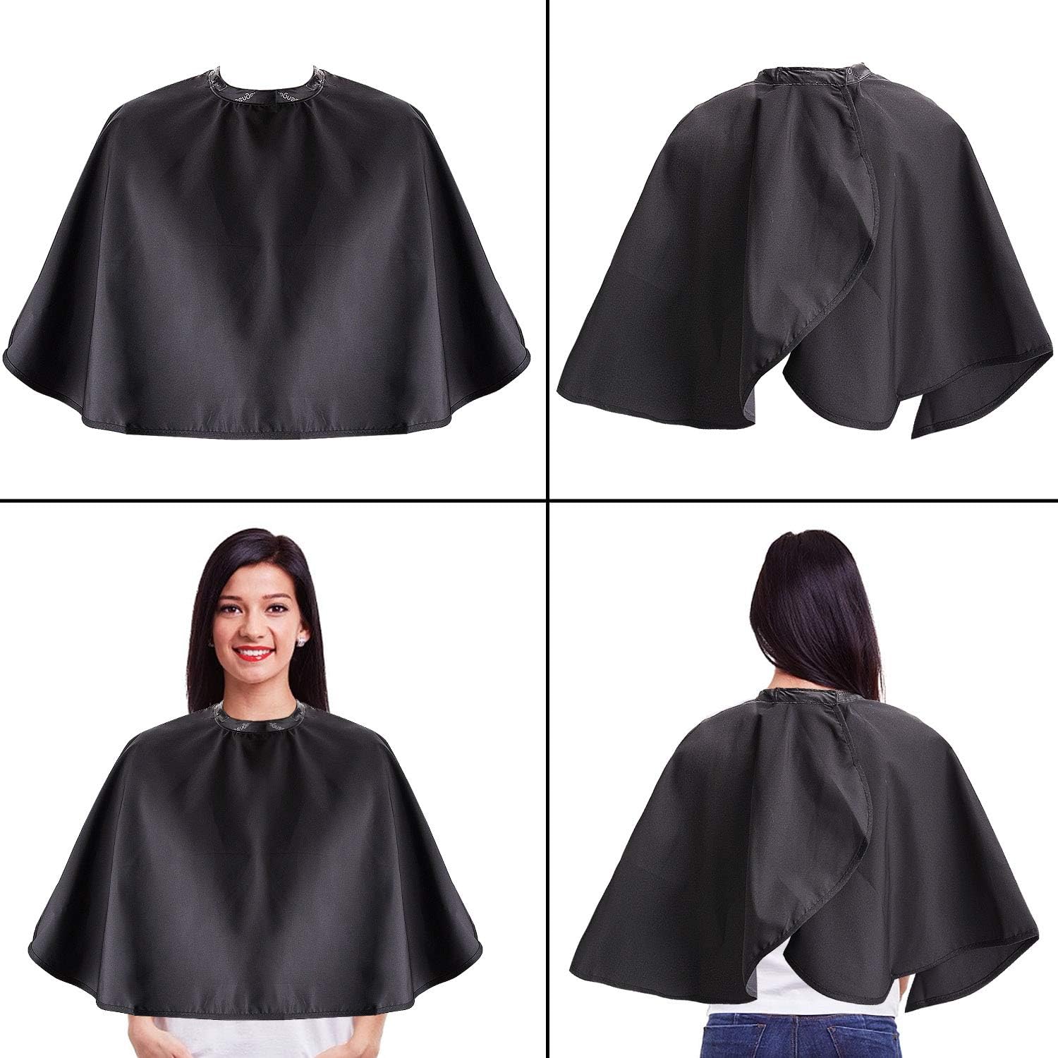 Black Makeup Cape Shorty Styling Cape Hairdressing Shampoo Cape | Water & Chemical Resistant,Shortie Makeover Bib for