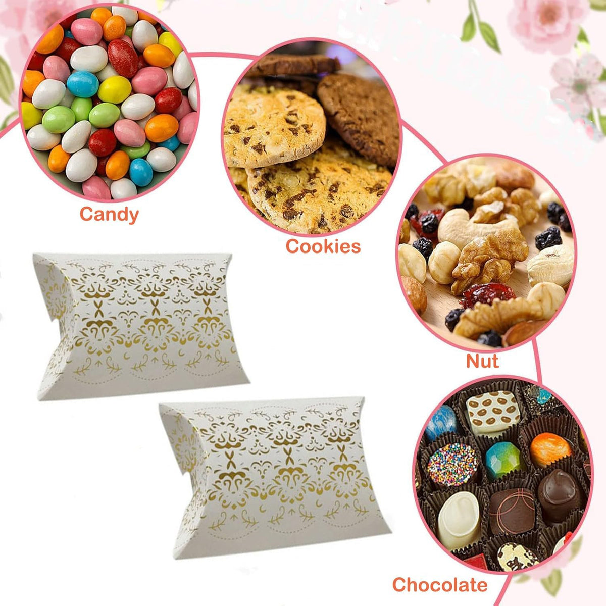 40 PCS Paper Gift Pillow Boxes Party Pillow Favors Box Small Candy Box Candy Treat Gift Boxes for Wedding