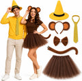 Halloween Monkey Couple Costume Set - 5Pcs Men Women Costume Accessories