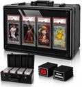 4-Row Graded Card Storage Box with Acrylic Window for PSA and BGS Display | Durable graded card case with 8 foam