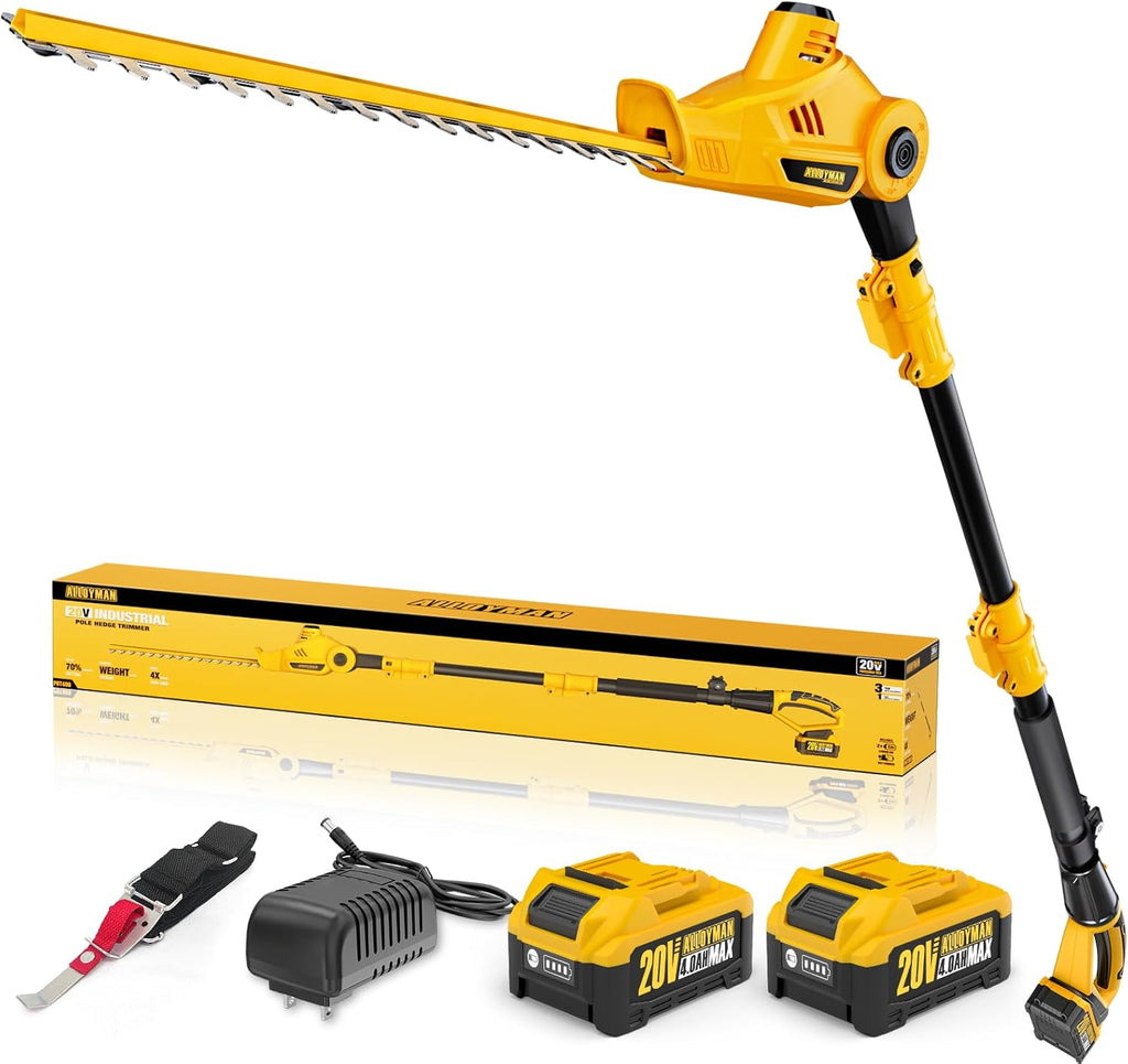 20V MAX Pole Hedge Trimmer,Telescoping Pole Hedge Trimmer,with 2 Packs 4.0Ah Batteries & Charger,8 Feet Hedge Trimmer