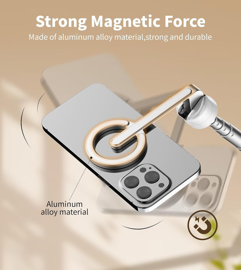68" Magnetic Aluminum Phone Tripod Selfie Stick for iPhone & Android | Rechargeable Remote,360° Rotatable Foldable