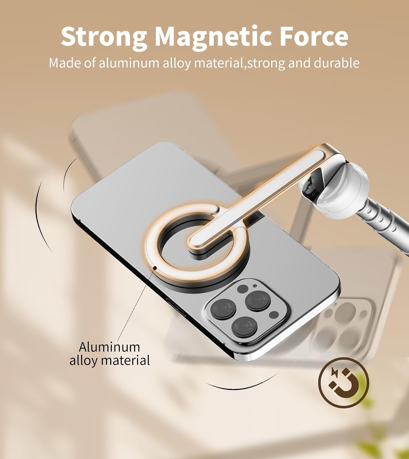 68" Magnetic Aluminum Phone Tripod Selfie Stick for iPhone & Android | Rechargeable Remote,360° Rotatable Foldable