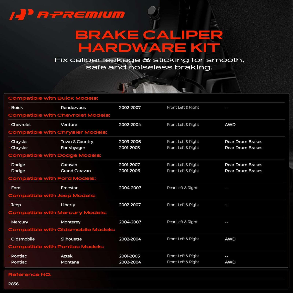 A-Premium Front or Rear Disc Brake Hardware Kit