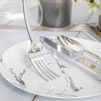 300PCS Silver Plastic Silverware, Vintage Disposable Utensils & Cutlery