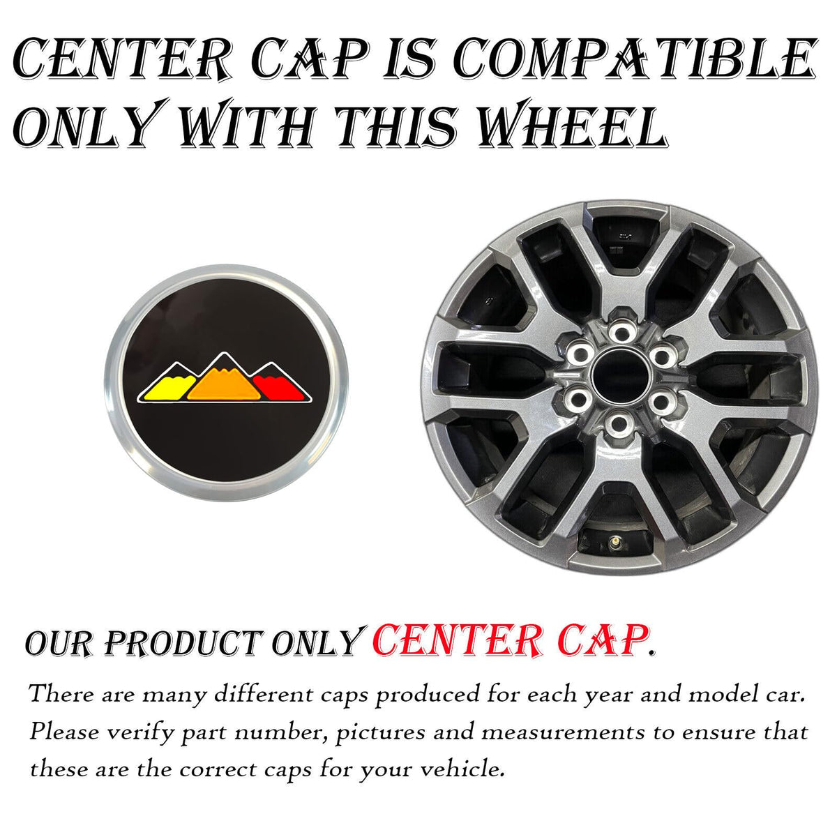 Wheel Center Cap Compatible with 2022-25 Toyota Tundra (Mountain)