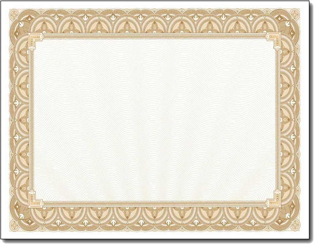 Gold Border Blank Certificate Paper - 100 Sheets 8.5" x 11" 28lb Bond(105gsm) - Gold Wave Design Certificate Paper