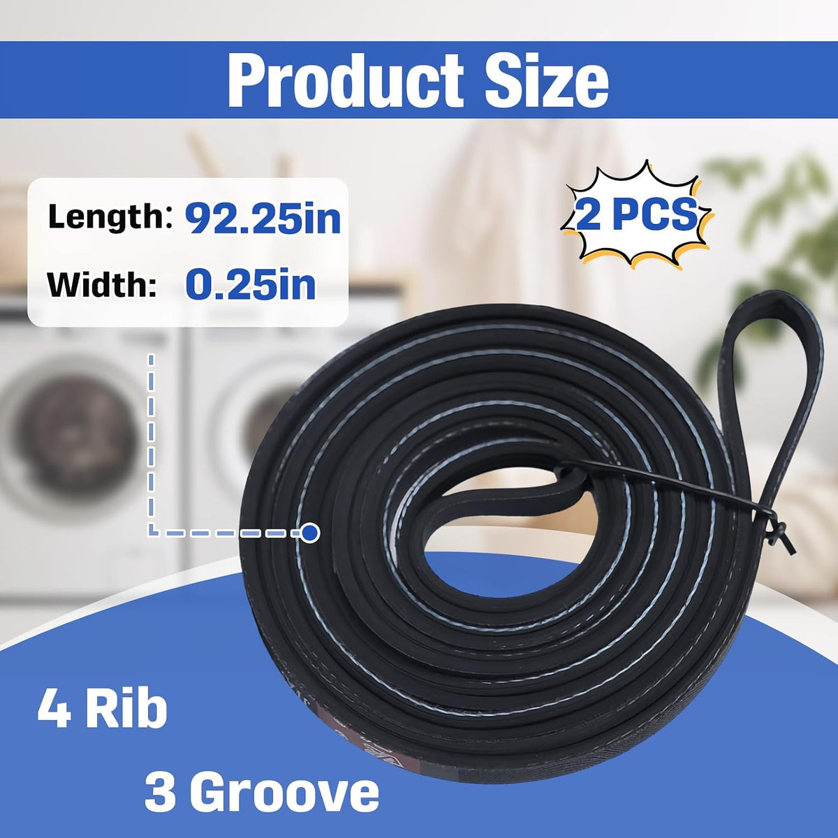 2-Pcs Dryer Drum Drive Belt Compatible with Maytag PYET344AYW