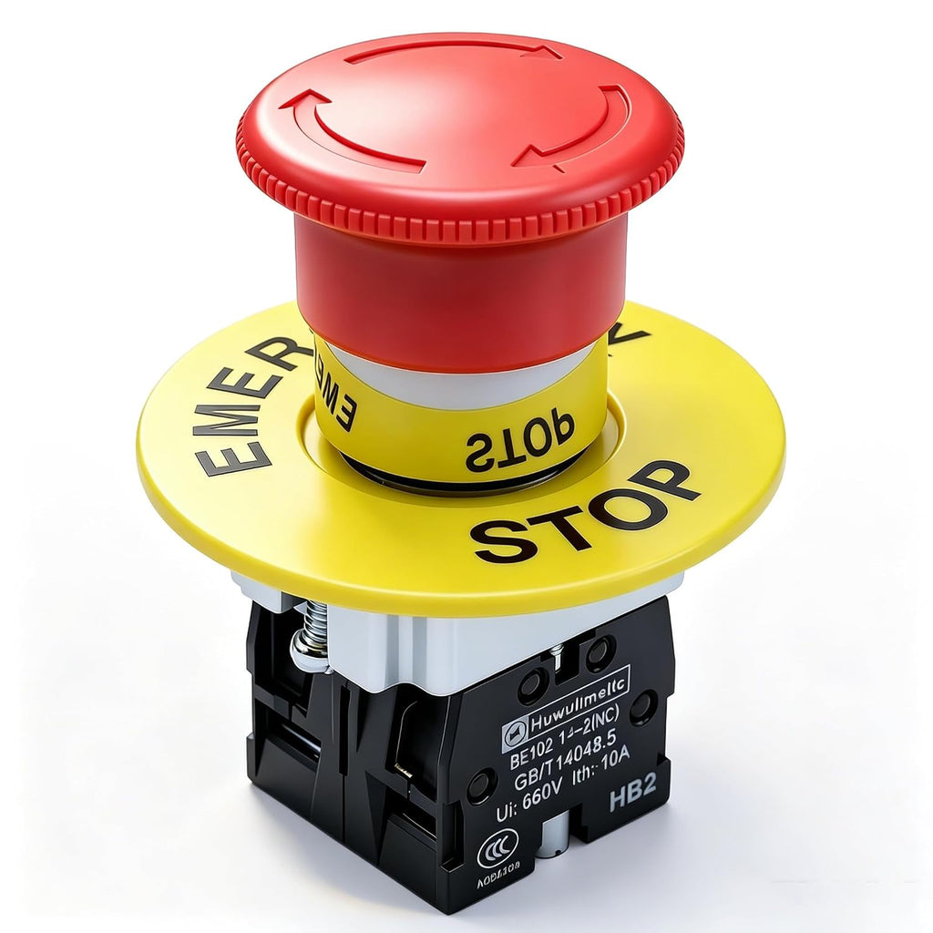 mxuteuk 1NC 1NO 22mm Emergency Stop Push Button Switch Red Mushroom AC 660V 10A HB2-BS545