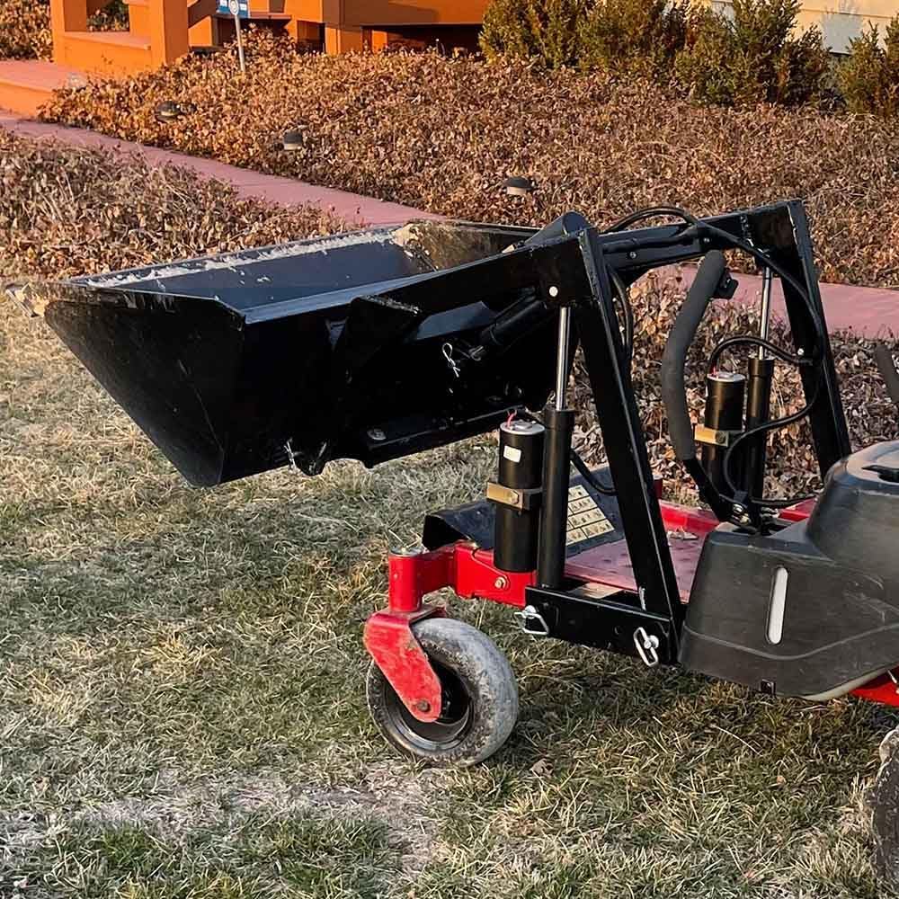 Mini Skid Steer 42" Dirt Bucket Attachment, Toro Style Mounting, Reinforced Side Cutters, Welded-On Cutting Edge