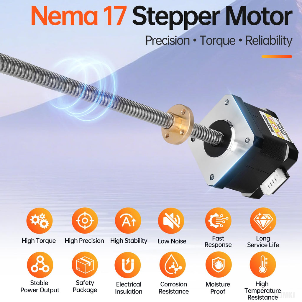 YEJMKJ Nema 17 Stepper Motor TR8x8 400mm with T8 Lead Screw 42x40mm 0.44Nm