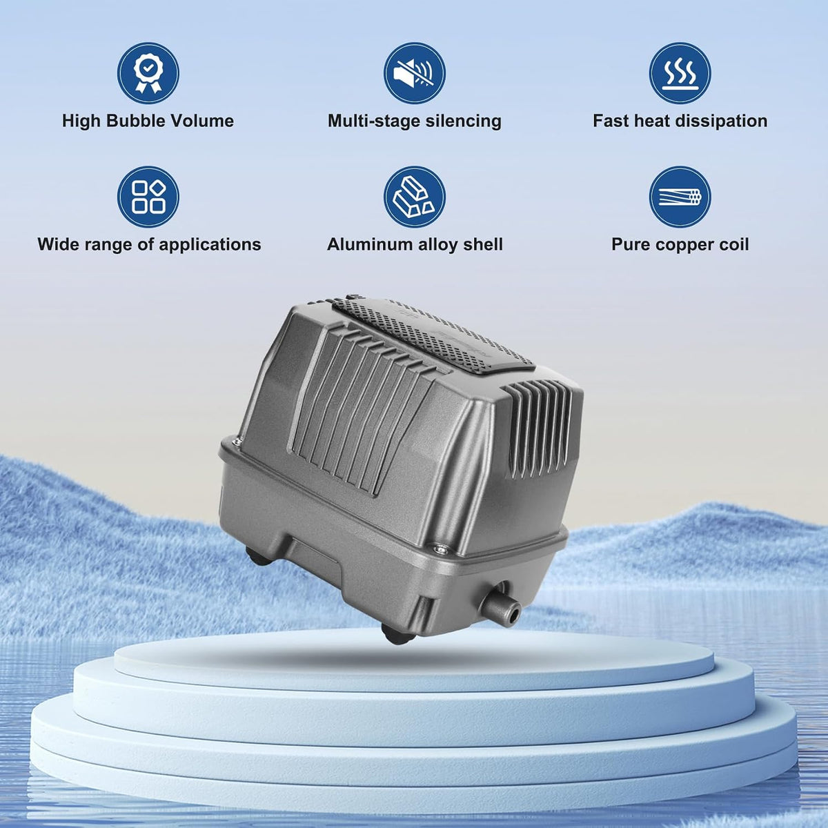 Pond Aerator|Septic Tank Air Pump| Premium Koi Fish Pond Aeration System| Applicable Depth 0-8 feet| 1.91CFM 4.35PSI