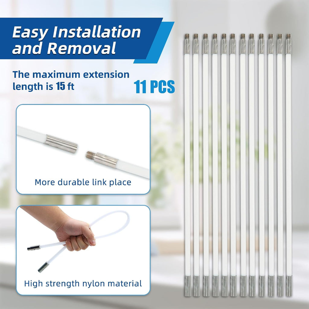 15 Feet Dryer Vent Cleaning Brush Kit, Multi-Scene Durability Chimney Brush with Flexible Nylon Rod, Multi-Purpose