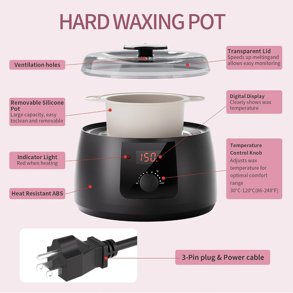 Wax Warmer, Wax Pot for Hair Removal | Wax Heater wax kit with Non-Stick Easy Clean Pot for Home or Salon.