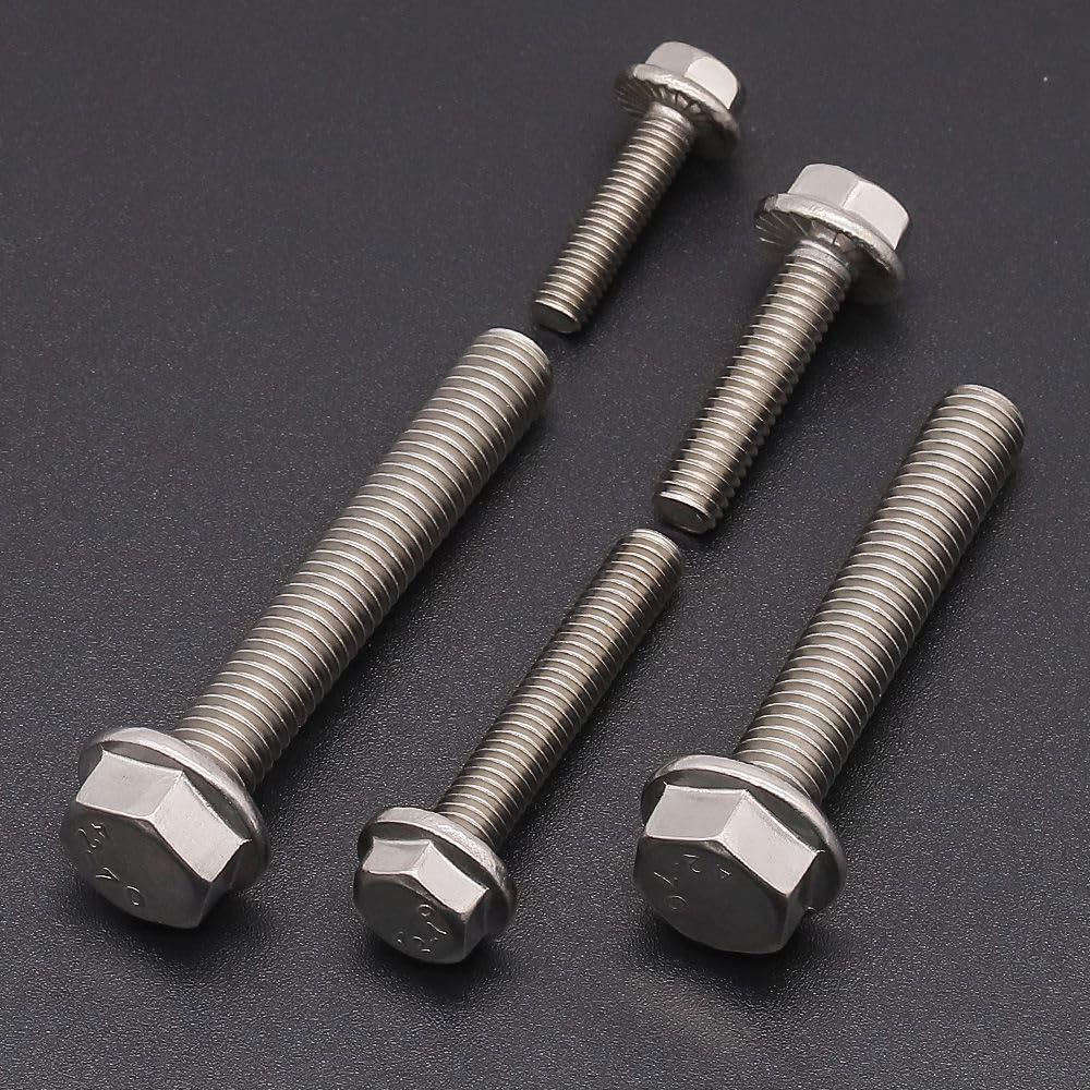 5/16-18 x 1 Serrated Flange Hex Head Bolts Screws, 304 Stainless Steel 18-8, Fully Threaded, Coarse Thread UNC, 12 pcs