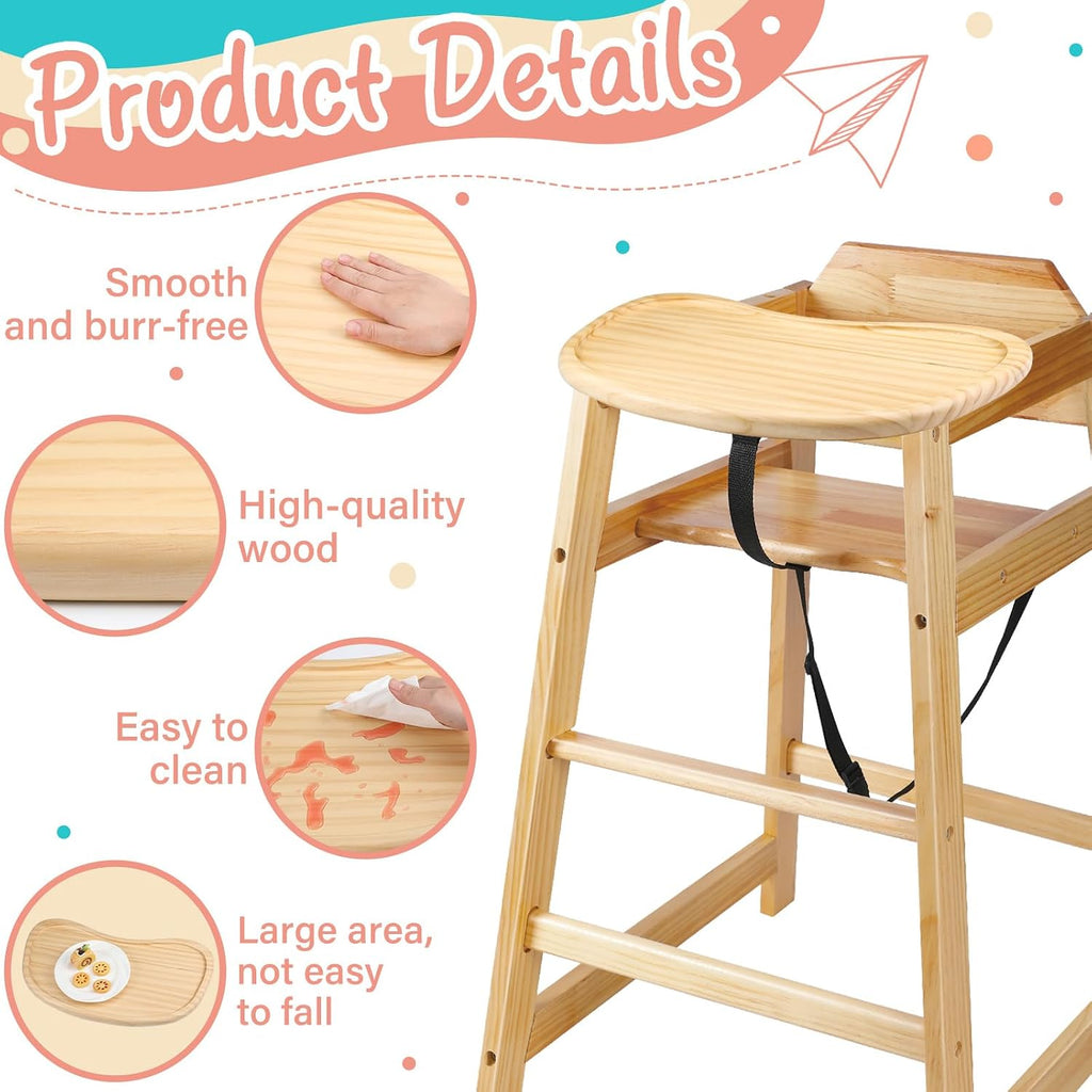 Baby Wooden High Chair Tray Universal Replacement for Toddlers