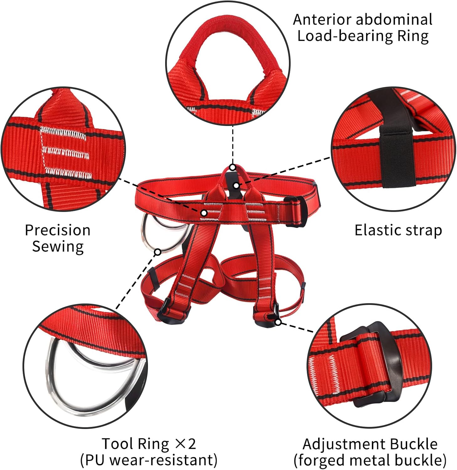 Climbing Harness, Mountaineering Rock Climbing Harness, Half Body Harness for Rappelling Fire Rescuing Tree Climbing