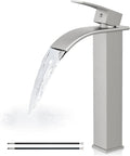 Vessel Sink Faucet,Nickel Tall Waterfall Faucet No Drain