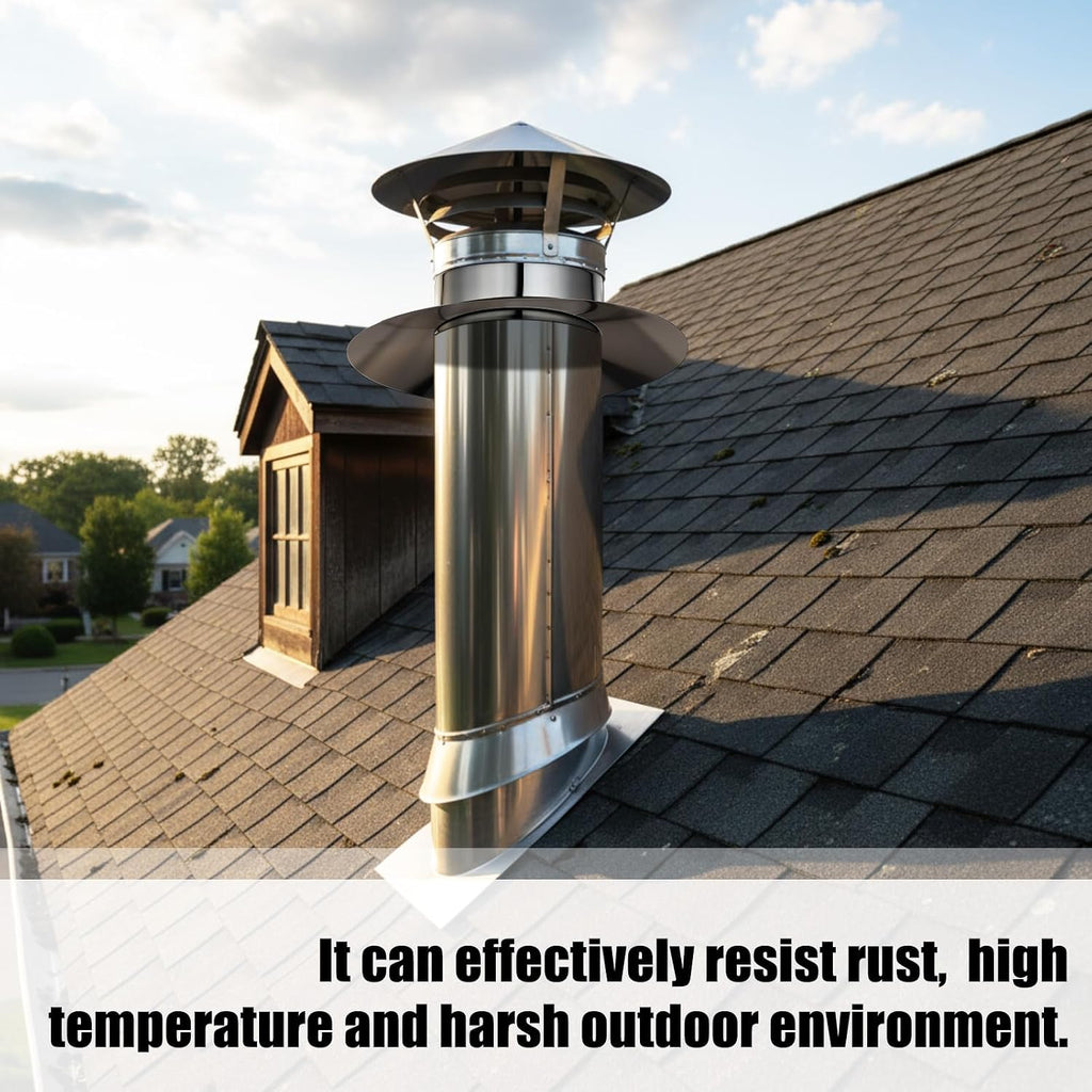 6 Inch Anti Downdraft Chimney Cap Wind Cap Adapter Chimney Draft Stopper Stainless Steel Vent Pipe Connector Secure