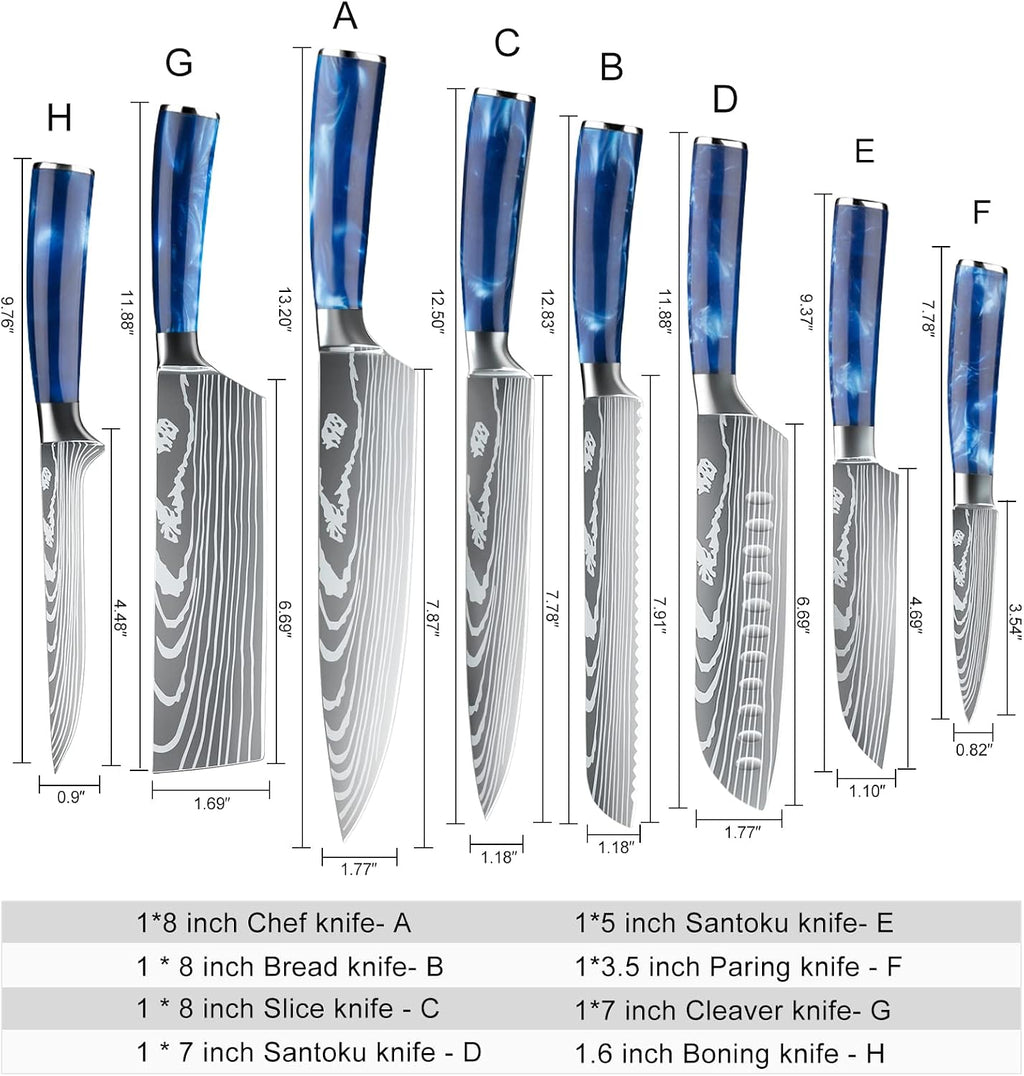 Chef Knife Sets with Roll Bag, 9 Pieces Professional Knife Set