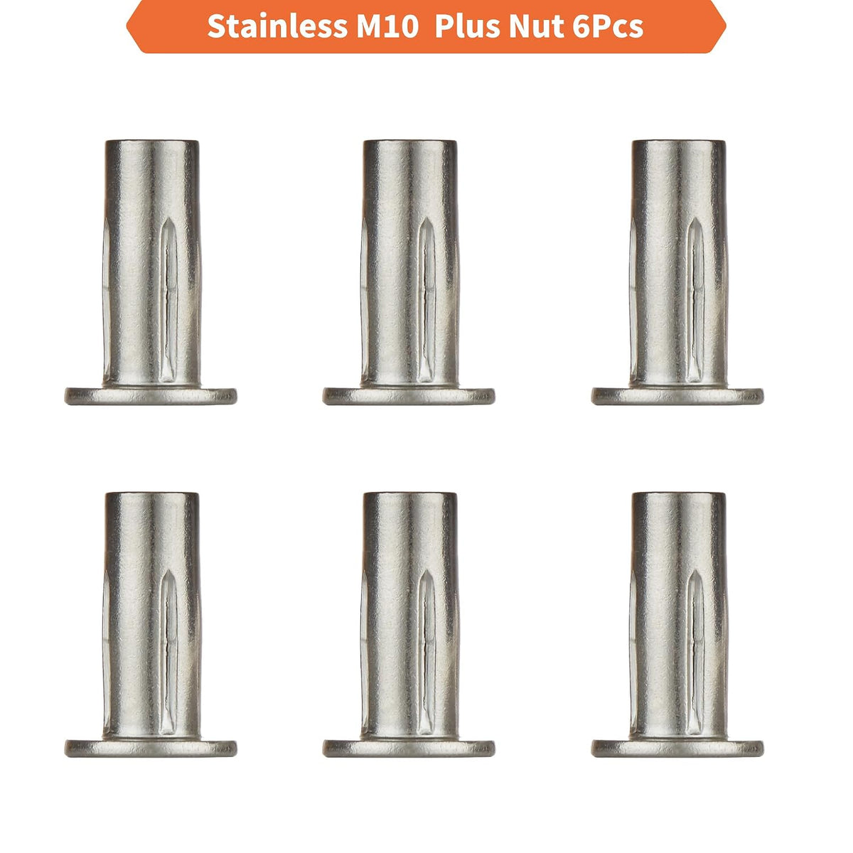 Multi-Grip Rivet Nut Installation Tool Set Pre-Bulbed Shank Flat Head Threaded Insert Nut Plus Nuts Assortment Kit Cross Rivnut for Construction Industrial (M10(Plus Nut-6pcs, Stainless))