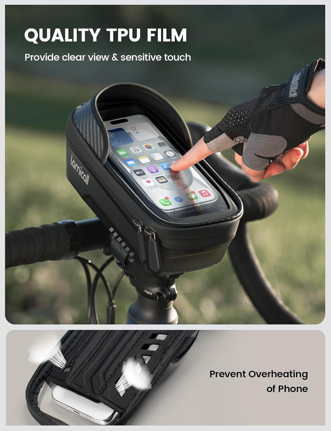 Bike Frame Bag Waterproof - [1s Release] Bike Phone Mount Holder | 2 in1 Bicycle Top Tube Bag, Cycling Pouch with