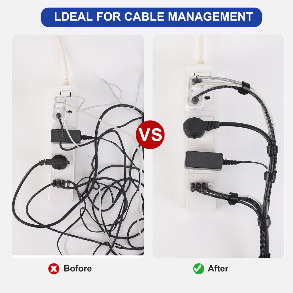 Nettbe Reusable Cable Ties, 126 PCS 8 Inches Adjustable Cord Straps Wire Organizer Cord Wrap and Hook Loop Cable Management