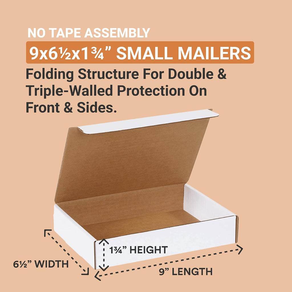 Shipping Boxes Small 9"L x 6.5"W x 1.75"H 50-Pack - Corrugated Cardboard Box for Moving, Mailing, Packing, Packaging