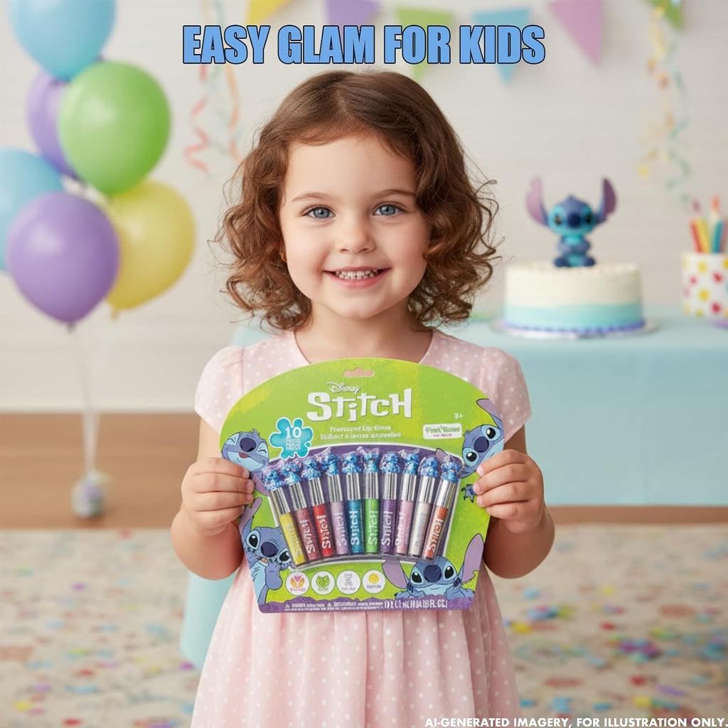 Stitch Lip Gloss Set, 10-Piece Plant-Based, Ages 3+