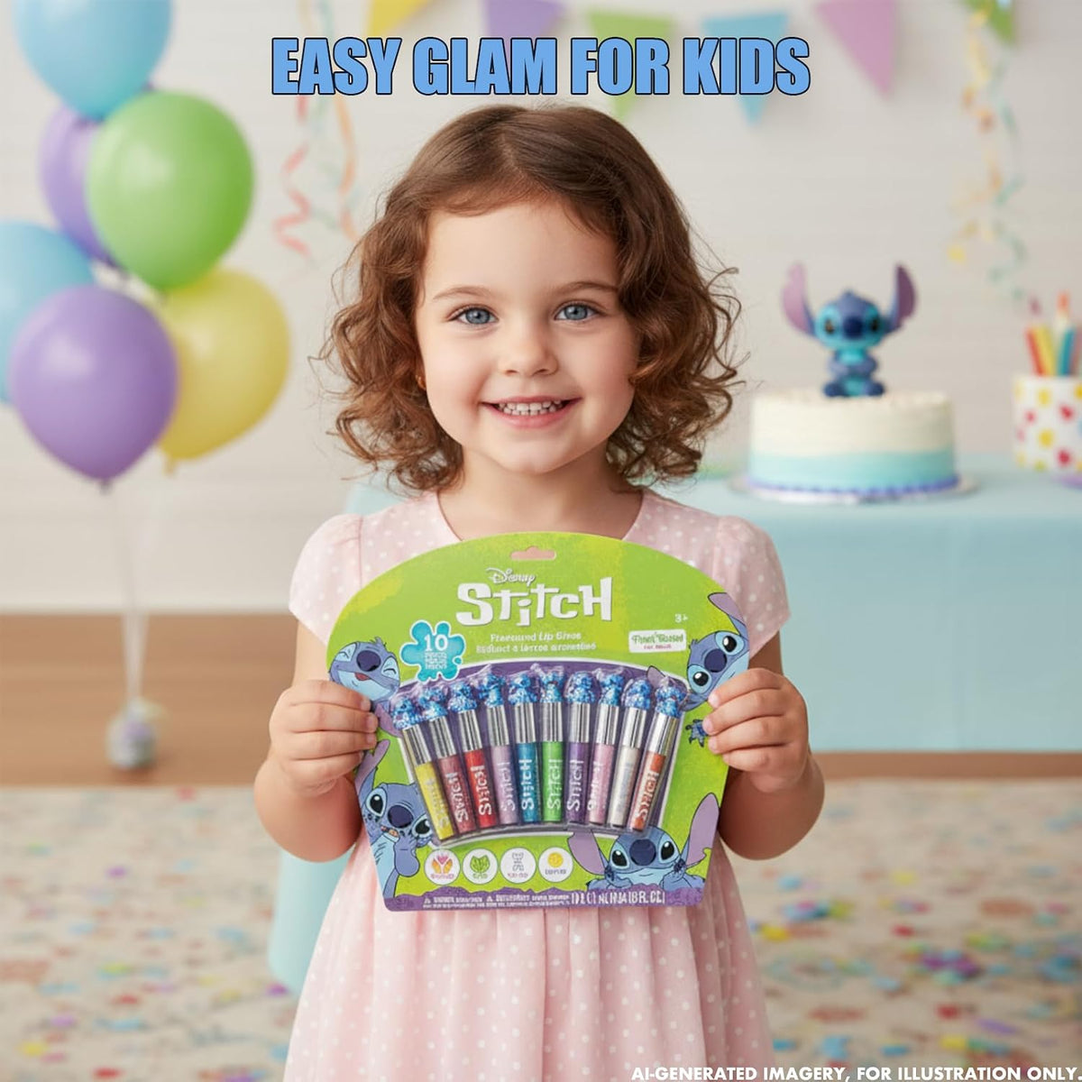 Stitch Lip Gloss Set, 10-Piece Plant-Based, Ages 3+