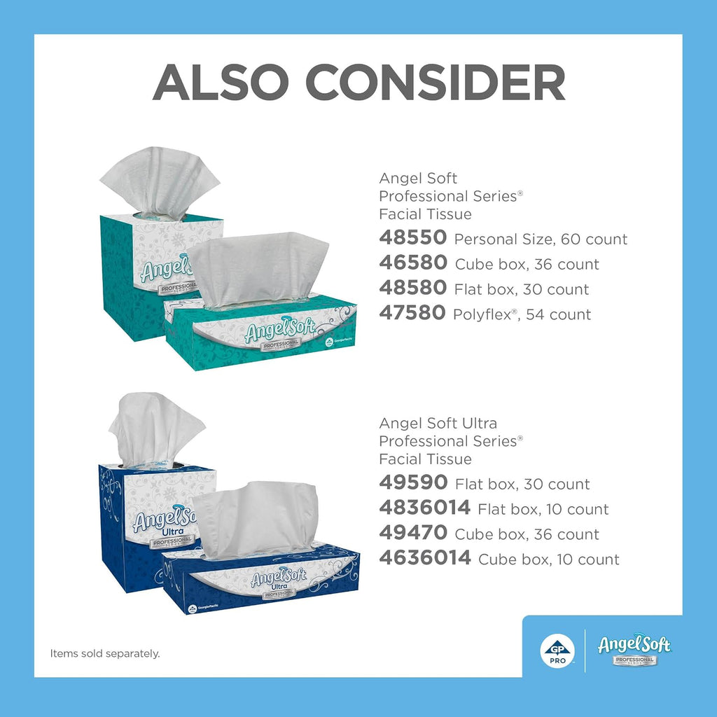 Angel Soft Professional Series 2-Ply Facial Tissue (48550), 50 Sheets Per Box, 60 Tissue Flat Boxes Per Bulk Case