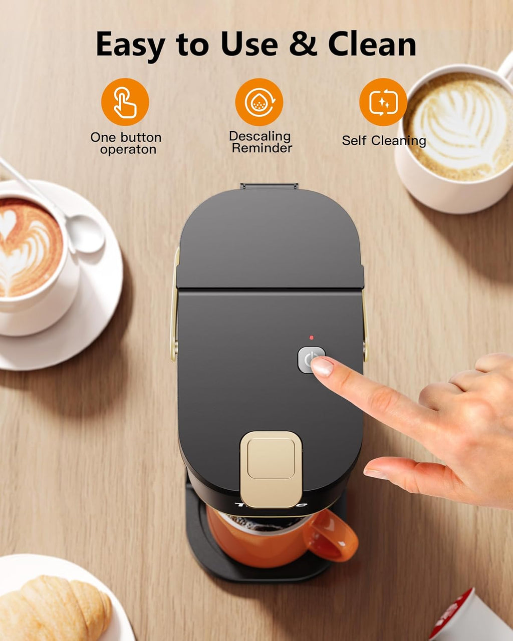 Mini Single Serve Coffee Maker for K Cups and Grounds with Handle