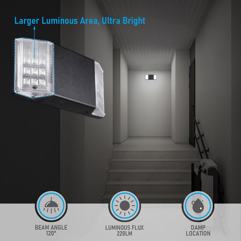 TORCHSTAR 4-Pack LED Emergency Lighting with Battery Backup Black