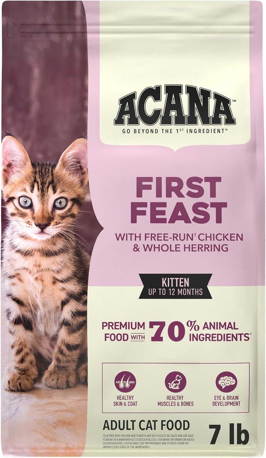 Dry Cat Food for Kittens First Feast Chicken and Fish 7lb Bag
