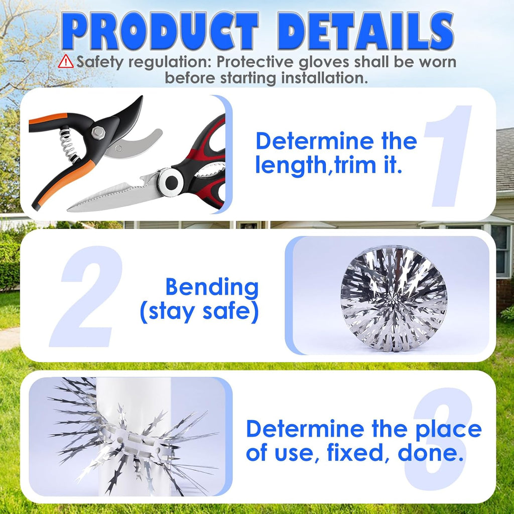 Bird Spikes for Outdoor – 5 FT Stainless Steel Pigeon Spikes to Help Keep Birds, Squirrels, and Woodpeckers Away –