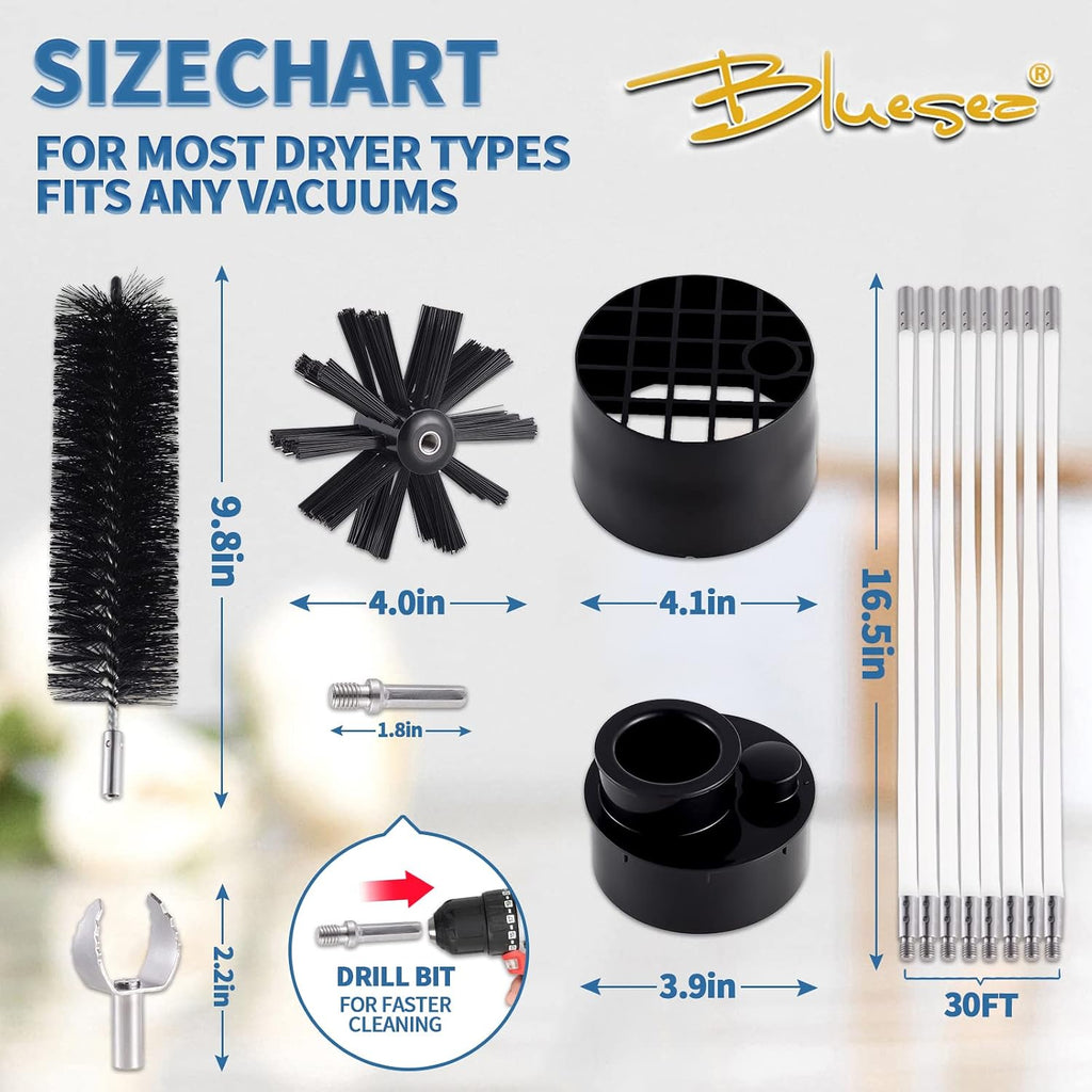 39 Feet Chimney Sweep Kit, 30 Feet Dryer Vent Cleaning Kit, Chimney Cleaning Kit, Dryer Vent Cleaner Kit