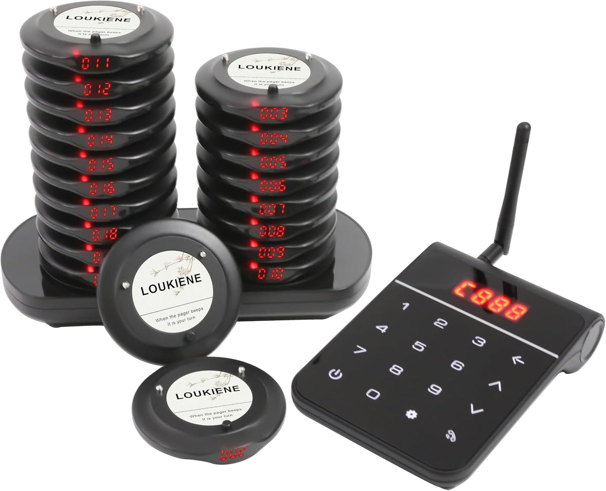 Restaurant Pager System, 20 Pagers Wireless Food Ready Buzzer