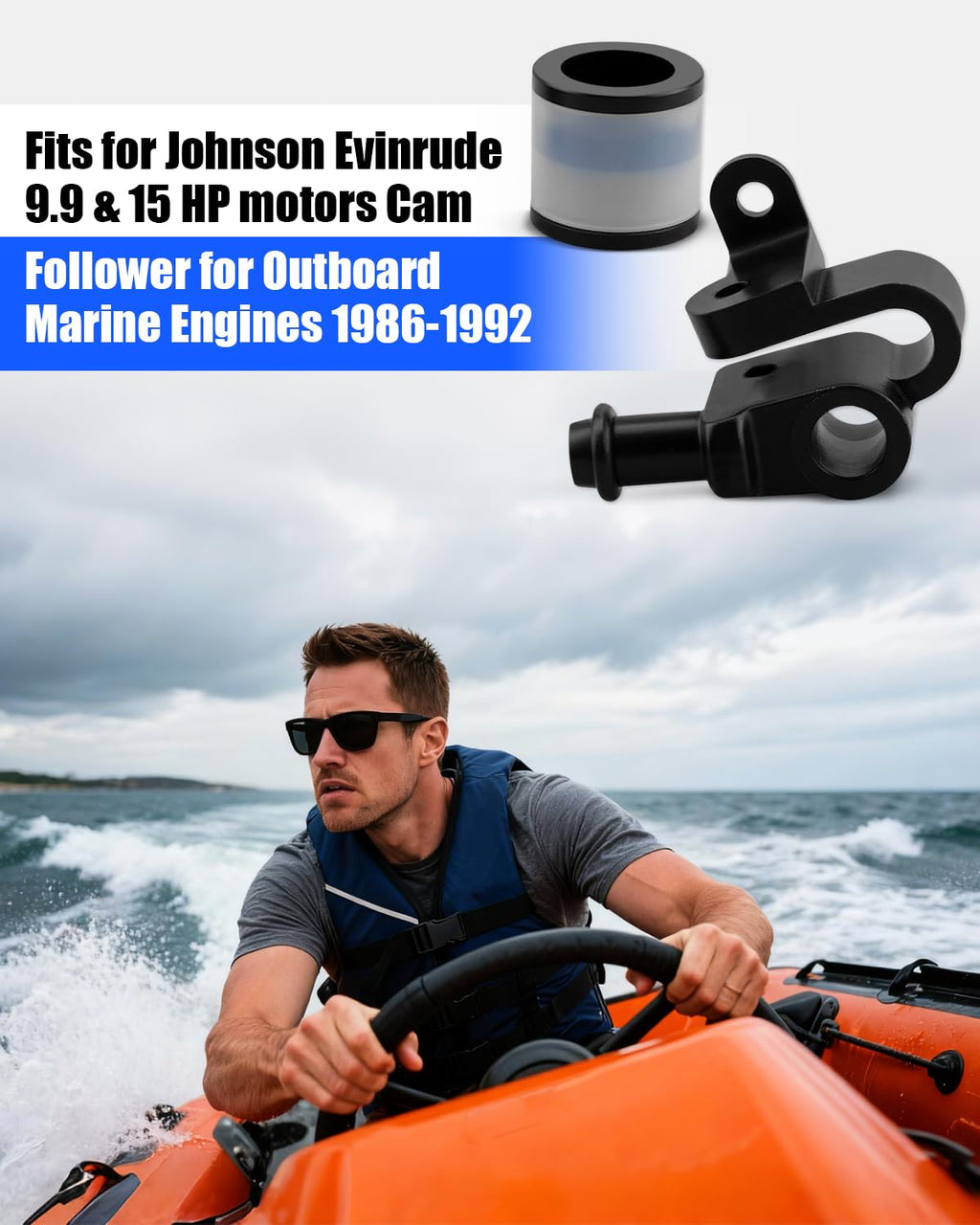 Cam Follower Roller Fit for Johnson Evinrude 9.9 & 15 HP Outboard Marine Engines 1986-1992, Replace 396236, 765609