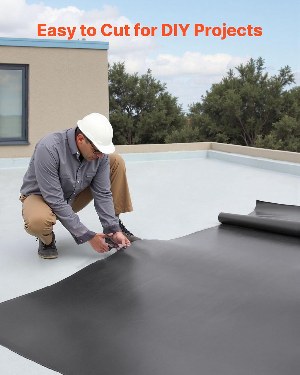Roll Roofing, 20 x 20 ft, 45 mil EPDM Rubber Roofing, Long Lifespan & Weather-Resistant, Withstands Harsh