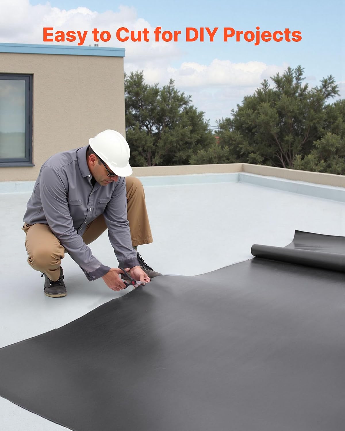 Roll Roofing, 20 x 20 ft, 45 mil EPDM Rubber Roofing, Long Lifespan & Weather-Resistant, Withstands Harsh
