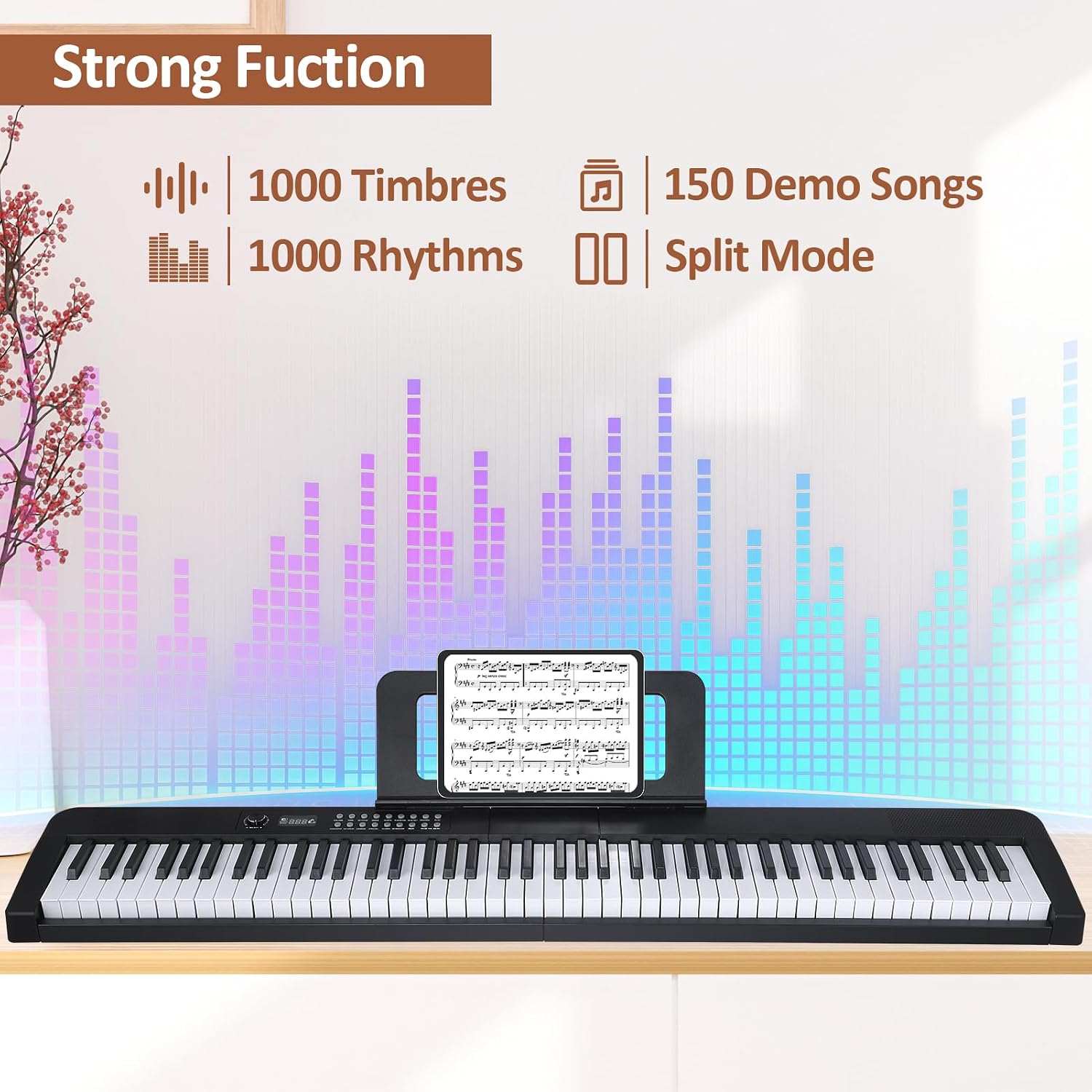88 Key Piano Keyboard, Electric Digital Piano with Semi Weighted Keys, Keyboard Piano with Sustain Pedal, Power