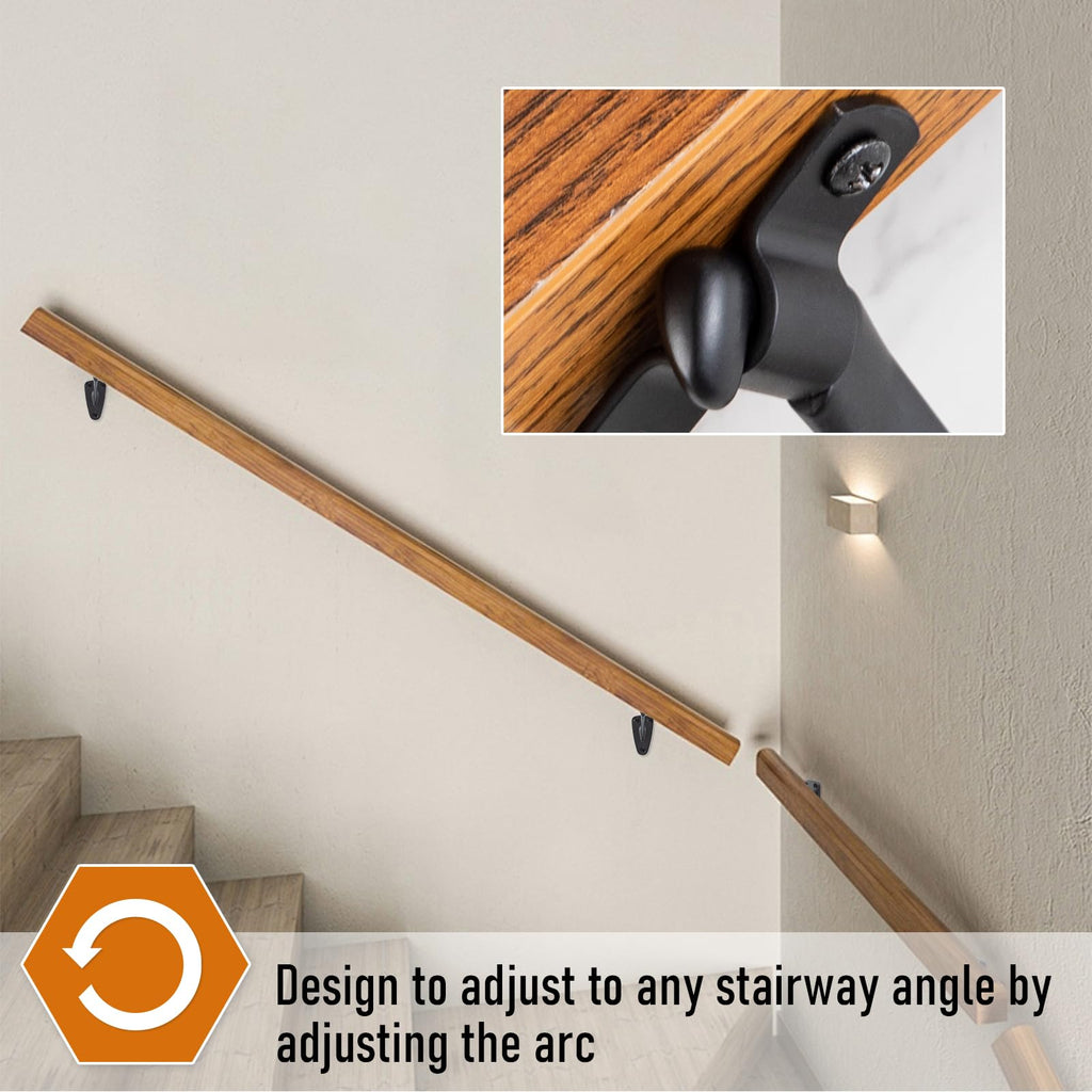 Handrail Bracket for Stairs,Matte Black, 6 Pack